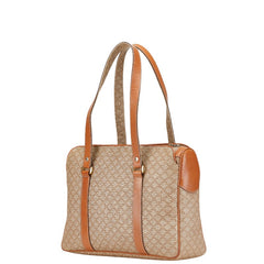 セリーヌ マカダム ハンドバッグ トートバッグ ベージュ ブラウン PVC レザー レディース CELINE 【中古】