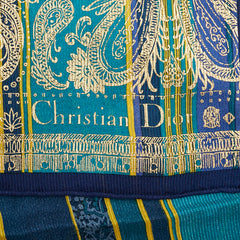 ディオール ペイズリー スカーフ ショール ネイビー マルチカラー シルク レディース Dior 【中古】