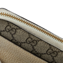 グッチ GGスプリーム GGマーモント L字ファスナー 二つ折り財布 658609 ベージュ ホワイト PVC レザー レディース GUCCI 【中古】