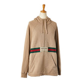 グッチ ウェブ&GUCCI ウェブストライプ ハーフジップパーカー サイズ:XS 644656 ブラウン マルチカラー コットン レディース GUCCI 【中古】