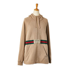 グッチ ウェブ&GUCCI ウェブストライプ ハーフジップパーカー サイズ:XS 644656 ブラウン マルチカラー コットン レディース GUCCI 【中古】