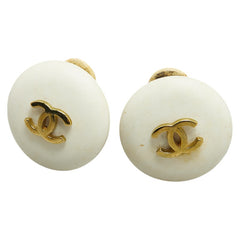 シャネル ヴィンテージ ココマーク イヤリング ホワイト ゴールド メッキ 樹脂系 レディース CHANEL 【中古】