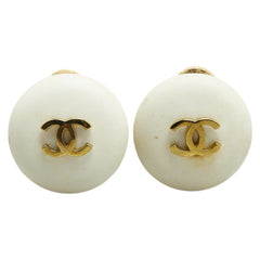 シャネル ヴィンテージ ココマーク イヤリング ホワイト ゴールド メッキ 樹脂系 レディース CHANEL 【中古】