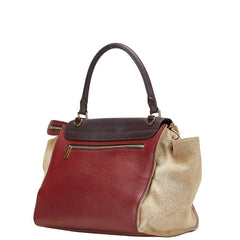 セリーヌ トラペーズ ミディアム ハンドバッグ ショルダーバッグ 2WAY レッド ブラウン ベージュ レザー キャンバス レディース CELINE 【中古】