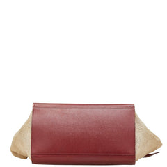 セリーヌ トラペーズ ミディアム ハンドバッグ ショルダーバッグ 2WAY レッド ブラウン ベージュ レザー キャンバス レディース CELINE 【中古】