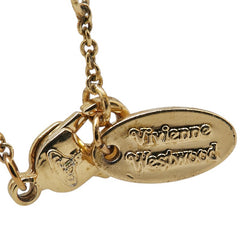 ヴィヴィアンウエストウッド ミニバスレリーフ ラインストーン チェーン ブレスレット ゴールド メッキ レディース Vivienne Westwood 【中古】