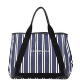 バレンシアガ ネイビーカバス M ハンドバッグ トートバッグ 339936 ネイビー ホワイト キャンバス レザー レディース BALENCIAGA 【中古】
