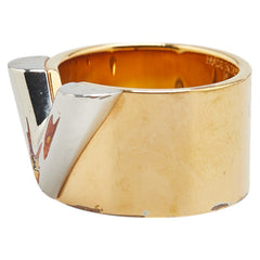 ルイ ヴィトン エッセンシャル V リング 指輪 #M M61085 ゴールド シルバー メッキ メタル レディース LOUIS VUITTON 【中古】