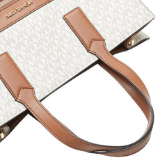 マイケルコース シグネチャー ハンドバッグ トートバッグ 35T0GY9T3B ホワイト ブラウン PVC レザー レディース Michael Kors 【中古】
