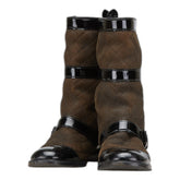 シャネル ココマーク キルティング ブーツ サイズ:35 1/2 C ブラウン ブラック ムートン パテントレザー レディース CHANEL 【中古】