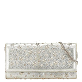 ジミーチュウ スタッズ 星 チェーン ウォレット 長財布 シルバー レザー レディース JIMMY CHOO 【中古】