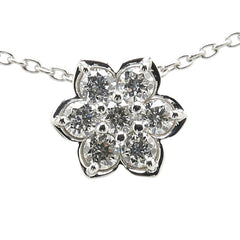 K18WG ホワイトゴールド ダイヤ0.30ct フラワー 花 モチーフ ペンダントネックレス レディース 【中古】