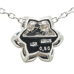 K18WG ホワイトゴールド ダイヤ0.30ct フラワー 花 モチーフ ペンダントネックレス レディース 【中古】