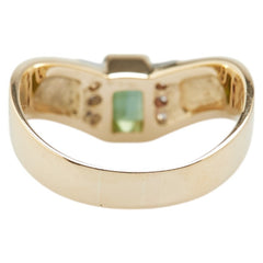 K18YG イエローゴールド Pt900 プラチナ コンビ トルマリン ダイヤ V字 リング 指輪 レディース 15.5号 【中古】