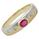 K18YG イエローゴールド Pt900 プラチナ コンビ ルビー0.22ct ダイヤ0.06ct リング 指輪 レディース 11号 【中古】