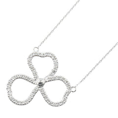 K18WG ホワイトゴールド ダイヤ0.45ct クローバー 三つ葉 モチーフ ペンダントネックレス レディース 【中古】