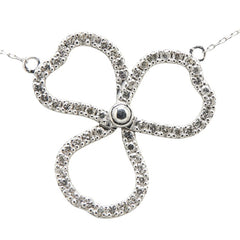 K18WG ホワイトゴールド ダイヤ0.45ct クローバー 三つ葉 モチーフ ペンダントネックレス レディース 【中古】