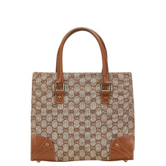 グッチ GGキャンバス ハンドバッグ 120895 ベージュ ブラウン キャンバス レザー レディース GUCCI 【中古】