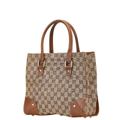 グッチ GGキャンバス ハンドバッグ 120895 ベージュ ブラウン キャンバス レザー レディース GUCCI 【中古】