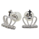 K18WG ホワイトゴールド K14WG ホワイトゴールド ダイヤ0.16ct クラウン 王冠 モチーフ スタッドピアス レディース 【中古】