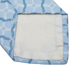 グッチ GG チェーン柄 ネクタイ ライトブルー ホワイト シルク メンズ GUCCI 【中古】