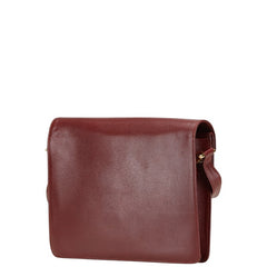 カルティエ マストライン 斜め掛け ショルダーバッグ ワインレッド ボルドー レザー レディース CARTIER 【中古】