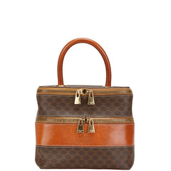 セリーヌ マカダム バニティバッグ メイクボックス ブラウン PVC レザー レディース CELINE 【中古】