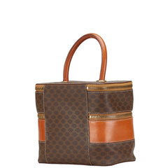 セリーヌ マカダム バニティバッグ メイクボックス ブラウン PVC レザー レディース CELINE 【中古】