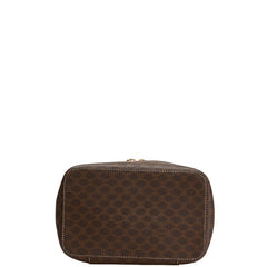 セリーヌ マカダム バニティバッグ メイクボックス ブラウン PVC レザー レディース CELINE 【中古】