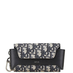 ディオール オブリーク メガネケース ブラック ベージュ ネイビー キャンバス レザー レディース Dior 【中古】