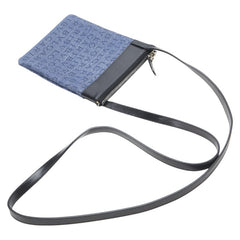 ブルガリ ロゴマニア ショルダーバッグ ブルー ブラック キャンバス レザー レディース BVLGARI 【中古】