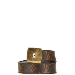 ルイ ヴィトン モノグラム サンチュール LVカット ベルト 100/40 M6887 ブラウン PVC レザー メンズ LOUIS VUITTON 【中古】
