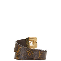 ルイ ヴィトン モノグラム サンチュール LVカット ベルト 100/40 M6887 ブラウン PVC レザー メンズ LOUIS VUITTON 【中古】