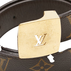 ルイ ヴィトン モノグラム サンチュール LVカット ベルト 100/40 M6887 ブラウン PVC レザー メンズ LOUIS VUITTON 【中古】