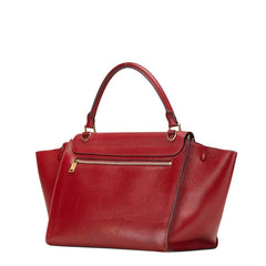 セリーヌ トラペーズ ミディアム ハンドバッグ ショルダーバッグ 2WAY レッド レザー レディース CELINE 【中古】