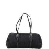 セリーヌ Cマカダム ハンドバッグ ミニボストンバッグ ブラック キャンバス レザー レディース CELINE 【中古】