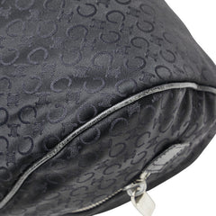 セリーヌ Cマカダム ハンドバッグ ミニボストンバッグ ブラック キャンバス レザー レディース CELINE 【中古】