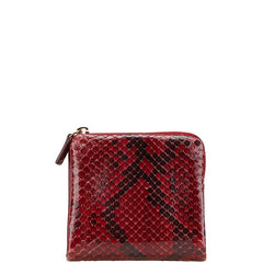 セリーヌ L字ファスナー 二つ折り財布 レッド ブラック パイソン レザー レディース CELINE 【中古】