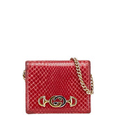 グッチ ズゥミ 二つ折り財布 ミニチェーンウォレット 570660 レッド パイソン レザー レディース GUCCI 【中古】
