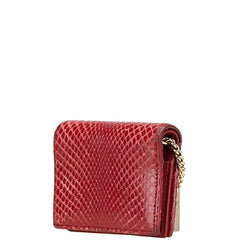 グッチ ズゥミ 二つ折り財布 ミニチェーンウォレット 570660 レッド パイソン レザー レディース GUCCI 中古