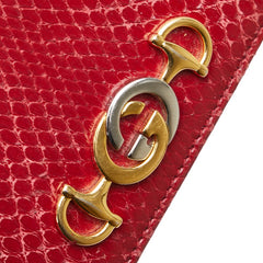 グッチ ズゥミ 二つ折り財布 ミニチェーンウォレット 570660 レッド パイソン レザー レディース GUCCI 中古