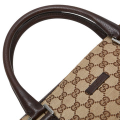 グッチ GGキャンバス トートバッグ ショルダーバッグ 2WAY 122797 ベージュ ブラウン キャンバス レザー レディース GUCCI 【中古】