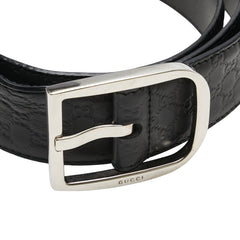 グッチ マイクログッチシマ ベルト 90/36 449716 ブラック シルバー レザー メンズ GUCCI 【中古】