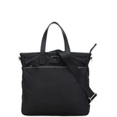 プラダ 三角ロゴプレート トートバッグ ショルダーバッグ 2WAY 2VG033 ブラック ナイロン レザー レディース PRADA 【中古】