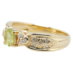 K18YG イエローゴールド ペリドット ダイヤ0.15ct リング 指輪 レディース 10号 【中古】