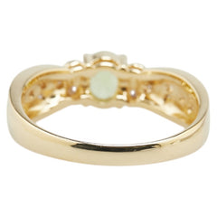 K18YG イエローゴールド ペリドット ダイヤ0.15ct リング 指輪 レディース 10号 【中古】