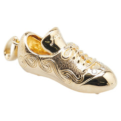 K18YG イエローゴールド ダイヤ0.03ct スパイクシューズ モチーフ ペンダントトップ レディース 【中古】