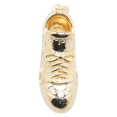 K18YG イエローゴールド ダイヤ0.03ct スパイクシューズ モチーフ ペンダントトップ レディース 【中古】