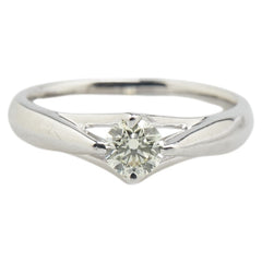 K18WG ホワイトゴールド ダイヤ0.314ct 1P ソリティアリング 指輪 レディース 9号 【中古】