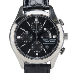 RUFUS GERARD 腕時計 自動巻き ブラック文字盤 ステンレススチール レザー メンズ 【中古】